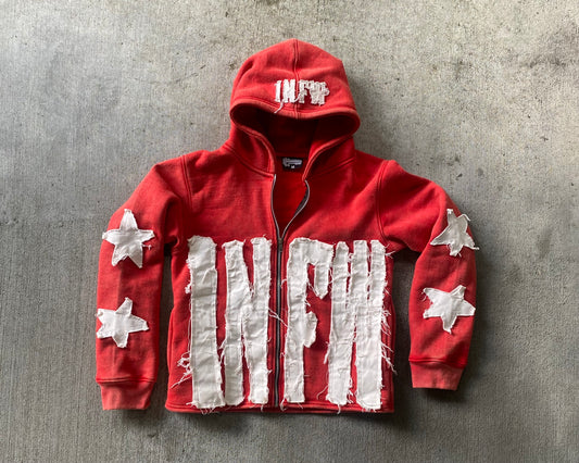 RED MOODY HOODIE